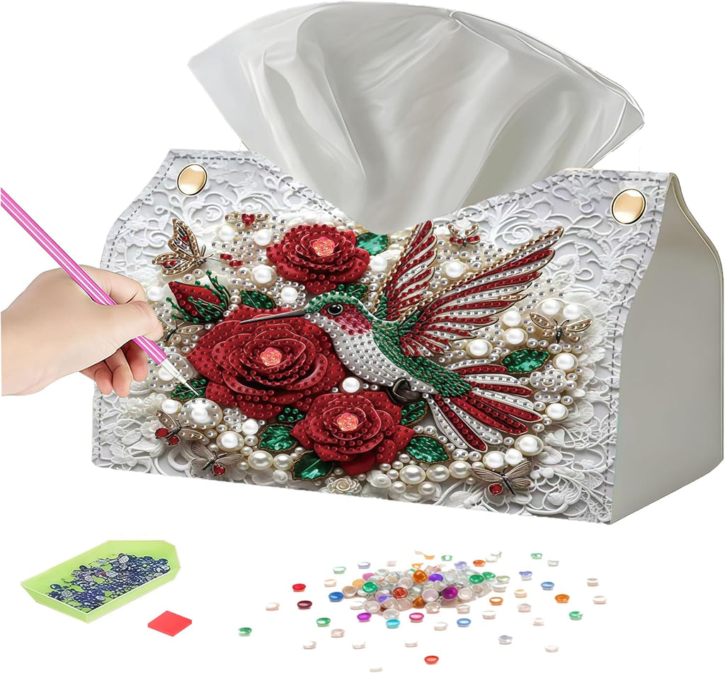 NCMCDZS Diamond Art Tissue Box Cover,9.44x9.05x6.29in,1 Pack