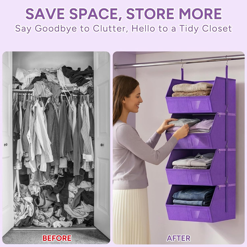 Hanging Closet Organizer, Detachable Hanging Storage Shelves
