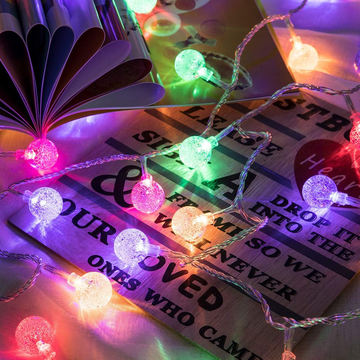AWQ 100LED 49FT Globe Crystal Bubble Lights for Christmas Tree Multicolor