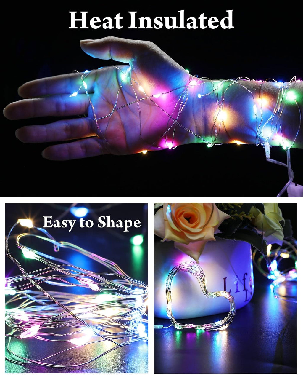 Riakrum 50 Pack Fairy Lights 10 ft 30 LED Multicolor Battery Operated Light