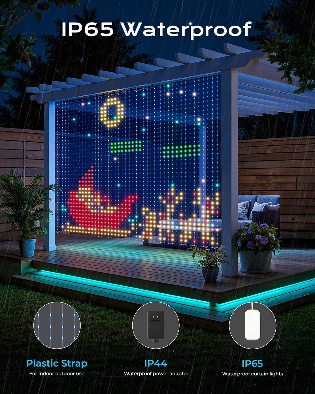 540 RGB LED Smart Curtain Lights with APP Control, 4.9x6.6Ft