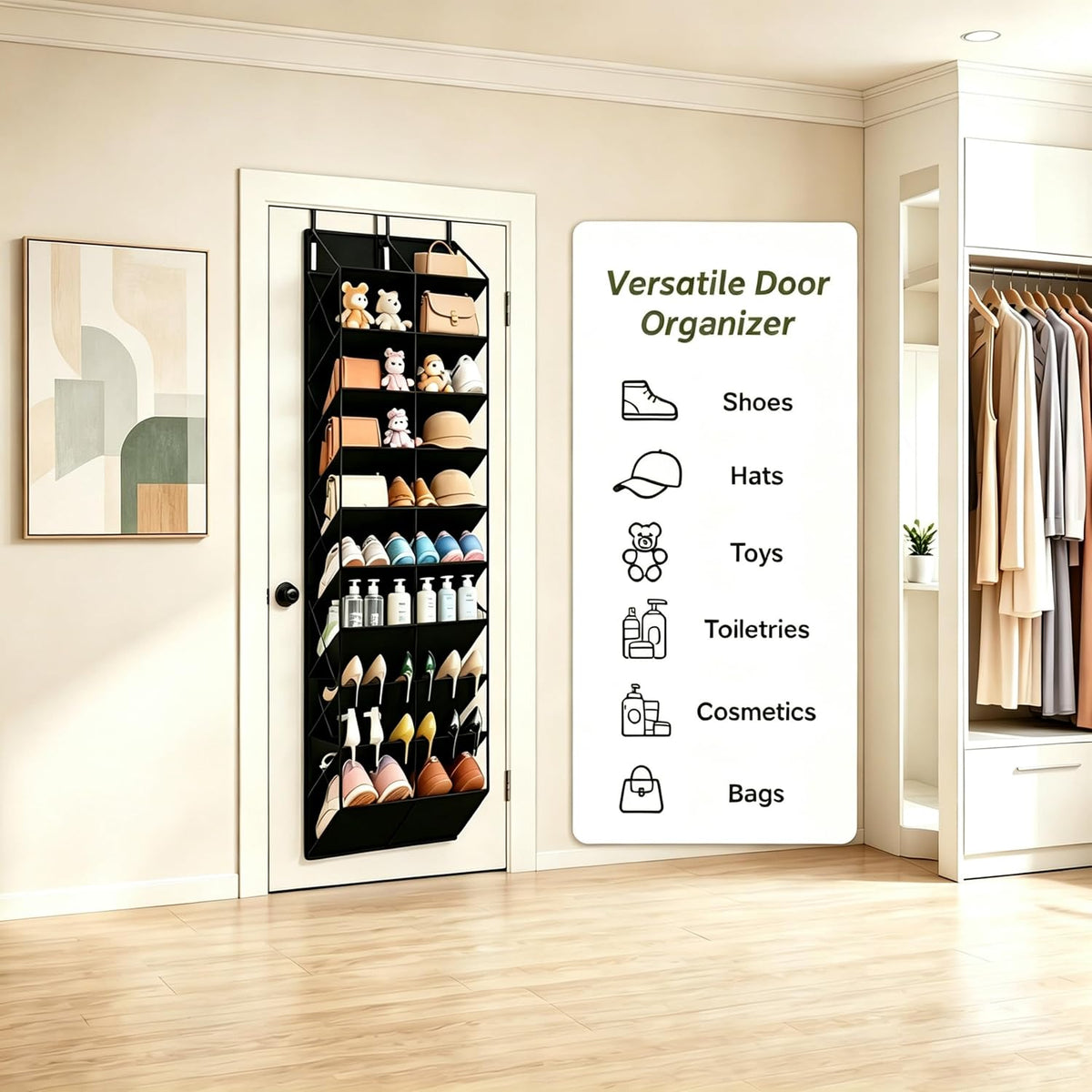 20-30 Pair Over The Door Shoe Organizer,10-Tier Breathable Hanging Shoe Rack for Closet,Upgrade Anti-Scratch Heavy Duty Hook Fit All the Family's Sneakers, Boots, Heels