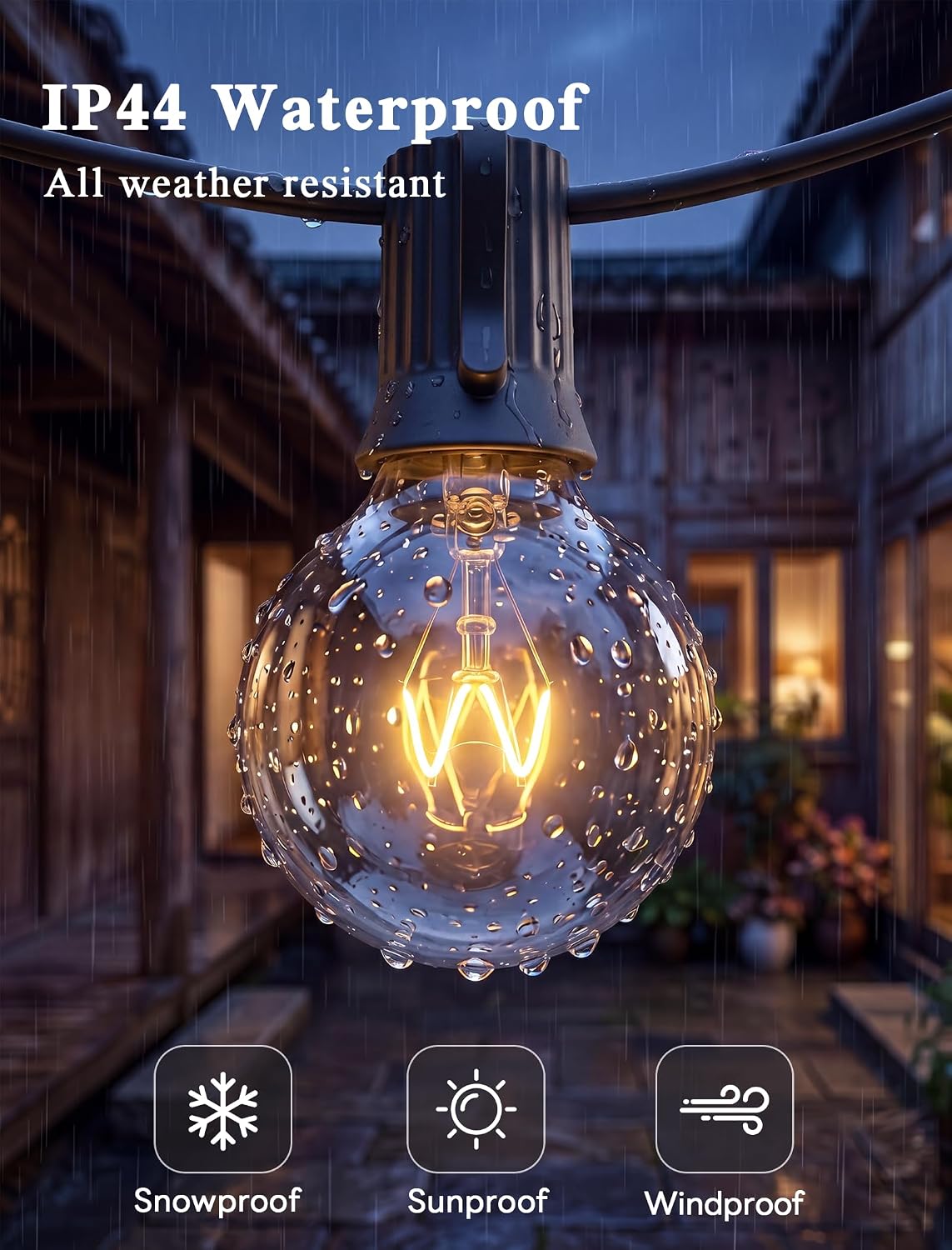 Abeja 50FT G40 Globe String Lights, Outdoor Patio Lights
