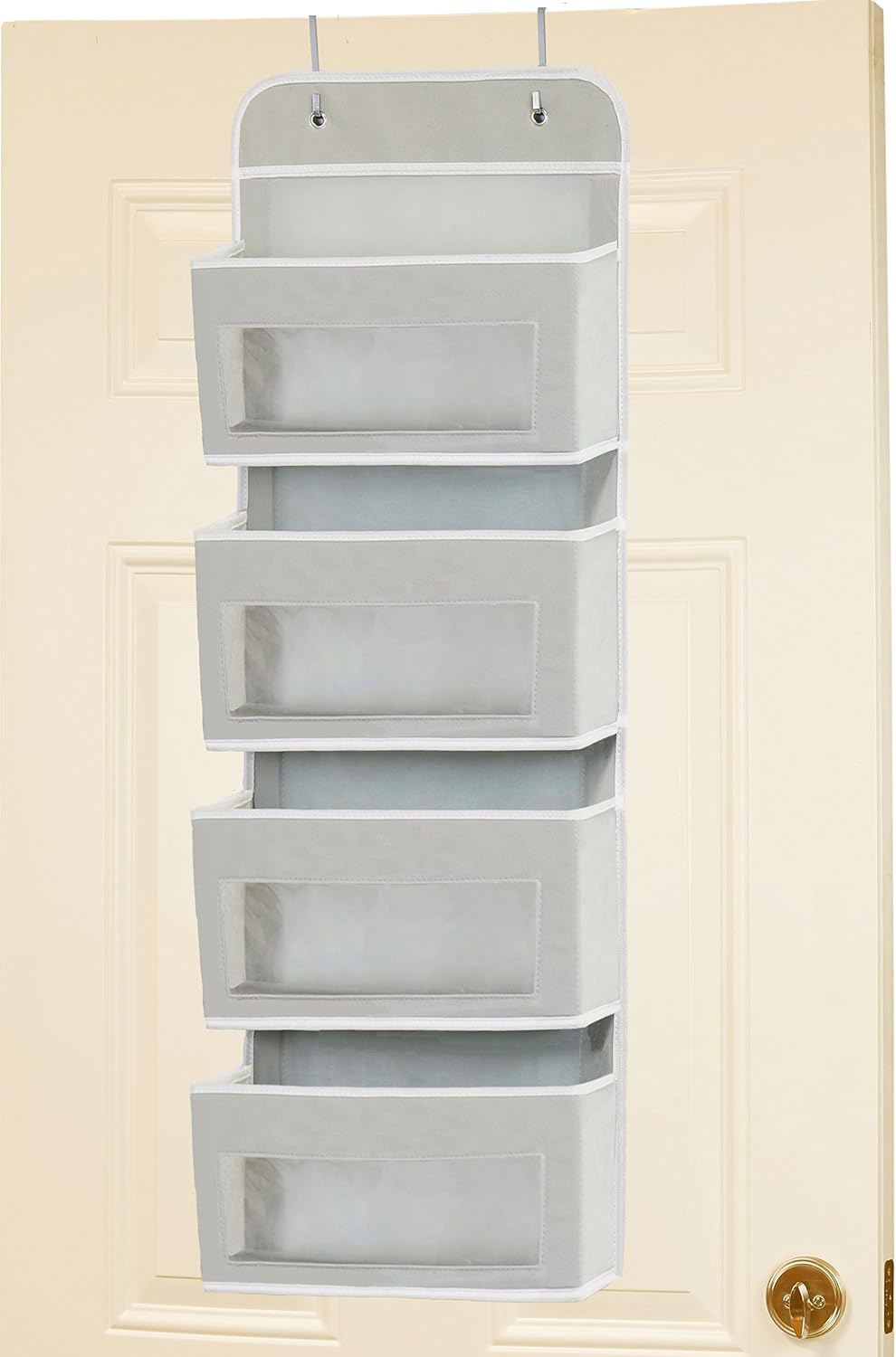 Simple Houseware 4 Clear Window Pocket Over Door Hanging Organizer, Gray