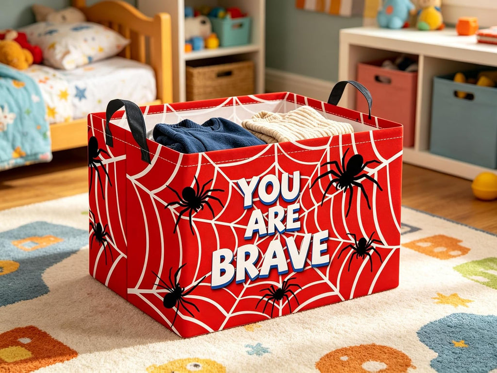Rectangular Storage Basket Waterproof Storage Bin for Bedroom Collapsible Bin Books Box Basket Room Decor(Spider)
