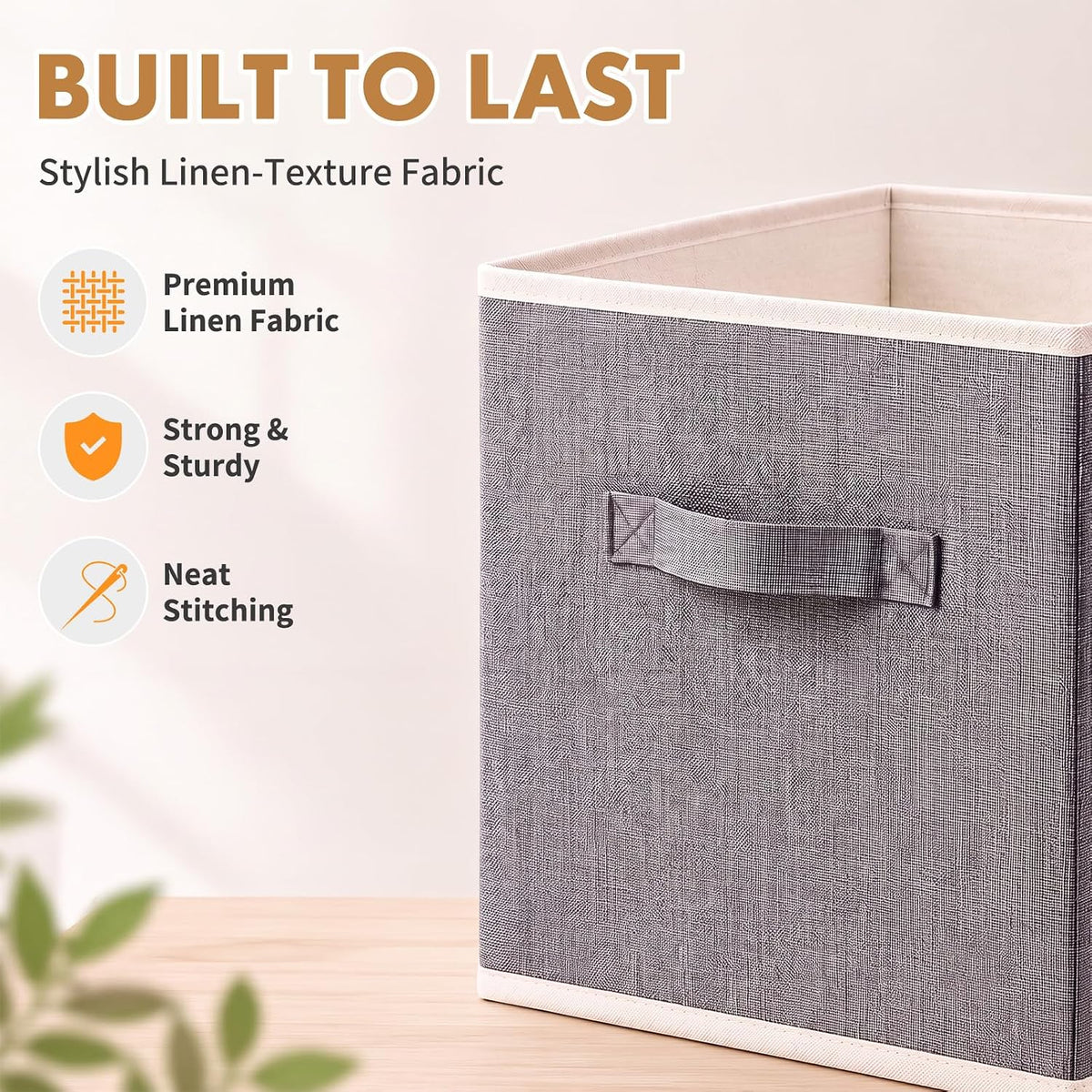 ShellKingdom Storage Bins, Foldable Linen Storage Cubes, 2 Pack (Grey)