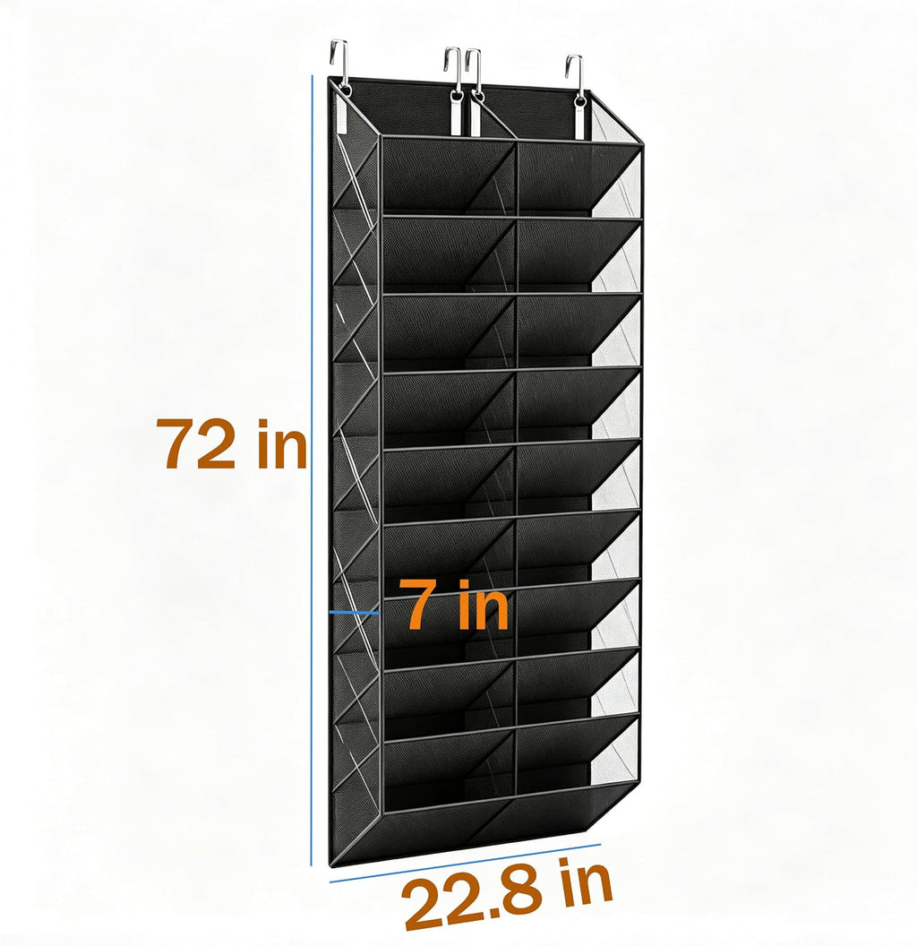 20-30 Pair Over The Door Shoe Organizer,10-Tier Breathable Hanging Shoe Rack for Closet,Upgrade Anti-Scratch Heavy Duty Hook Fit All the Family's Sneakers, Boots, Heels