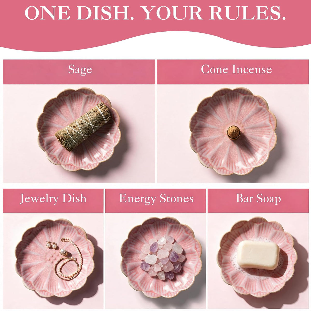 Pinehaven Pink Lotus Incense Holder, 5.5 Inch Cute Flower Japanese