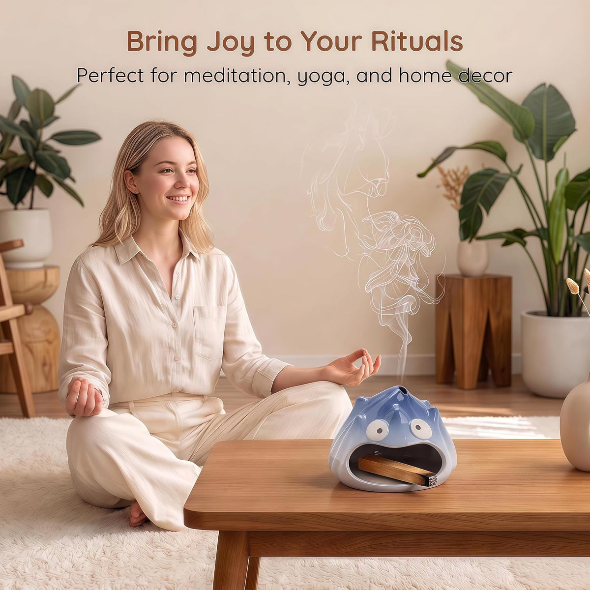Palo Santo Holder, Incense Burner with Mini Chimney, Easy-to-Clean