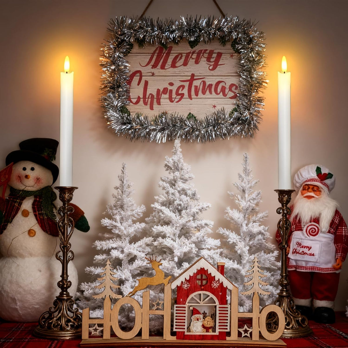 Flameless Taper Candles ,Led Flickering Flameless Candlesticks(White)