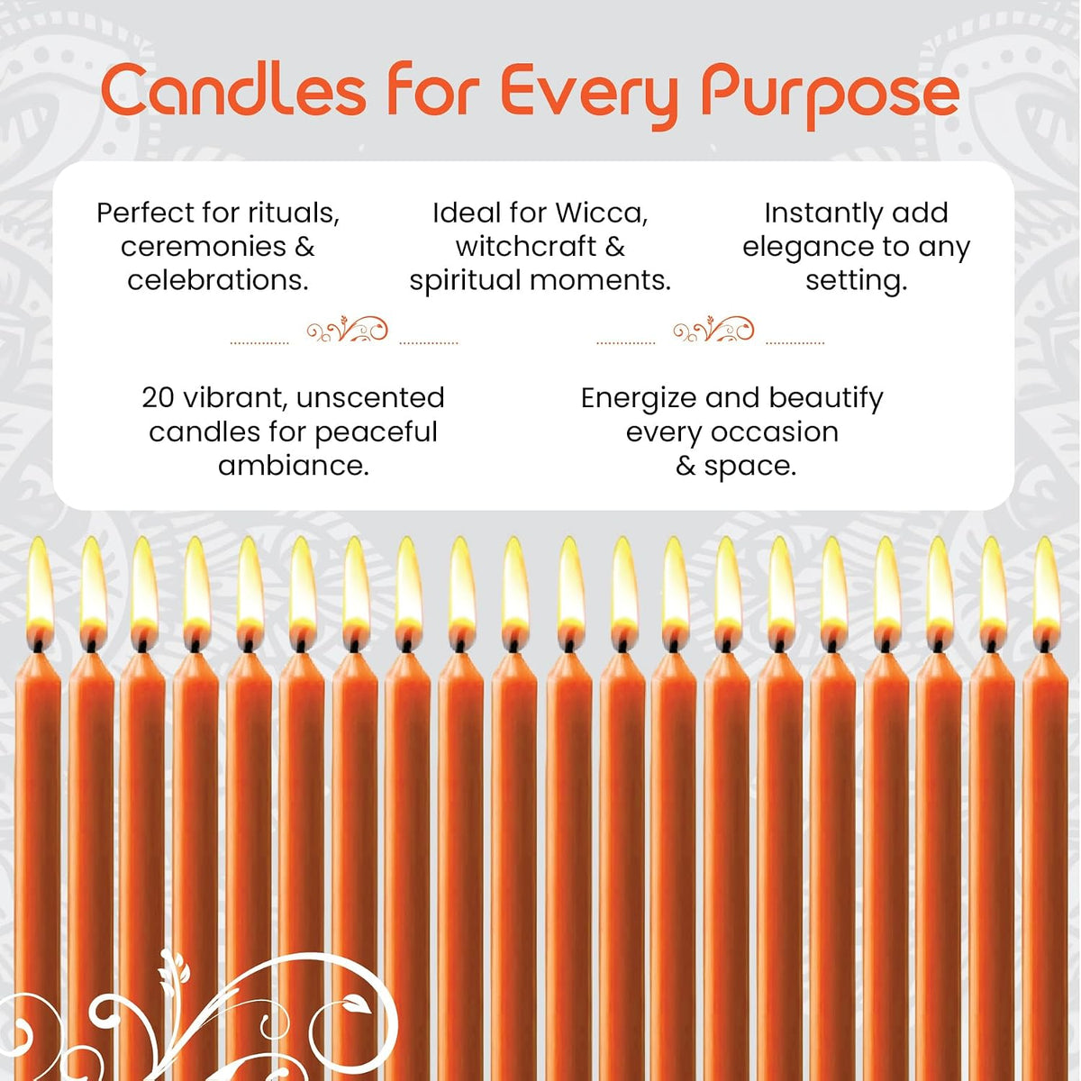 Set of 20 Solid Color Taper Candles – 4-Inch Dripless Paraffin Wax Candles with Cotton Wick – Ideal for Weddings, Shabbat, Holiday & Home Decor, Gift Set (Orange)