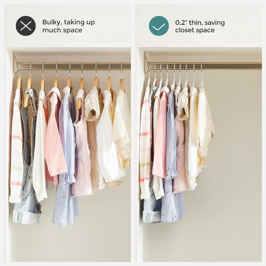 SONGMICS 30 Pack Baby Hangers, Non-Slip Pants Hangers with Clips