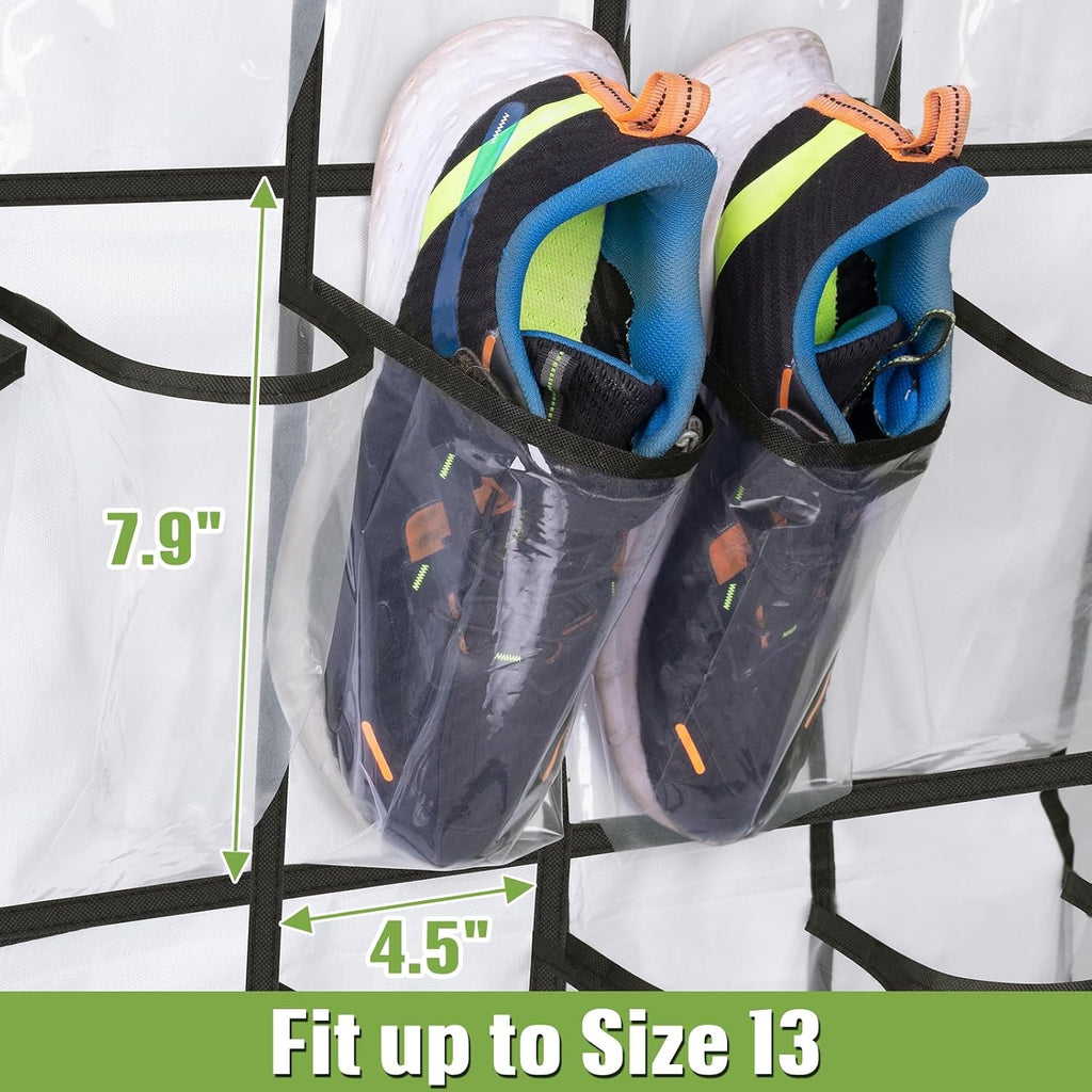 MISSLO 35 Clear Large Pockets Over The Door Shoe Organizer Sturdy Oxford Fabric Hanging Shoe Rack