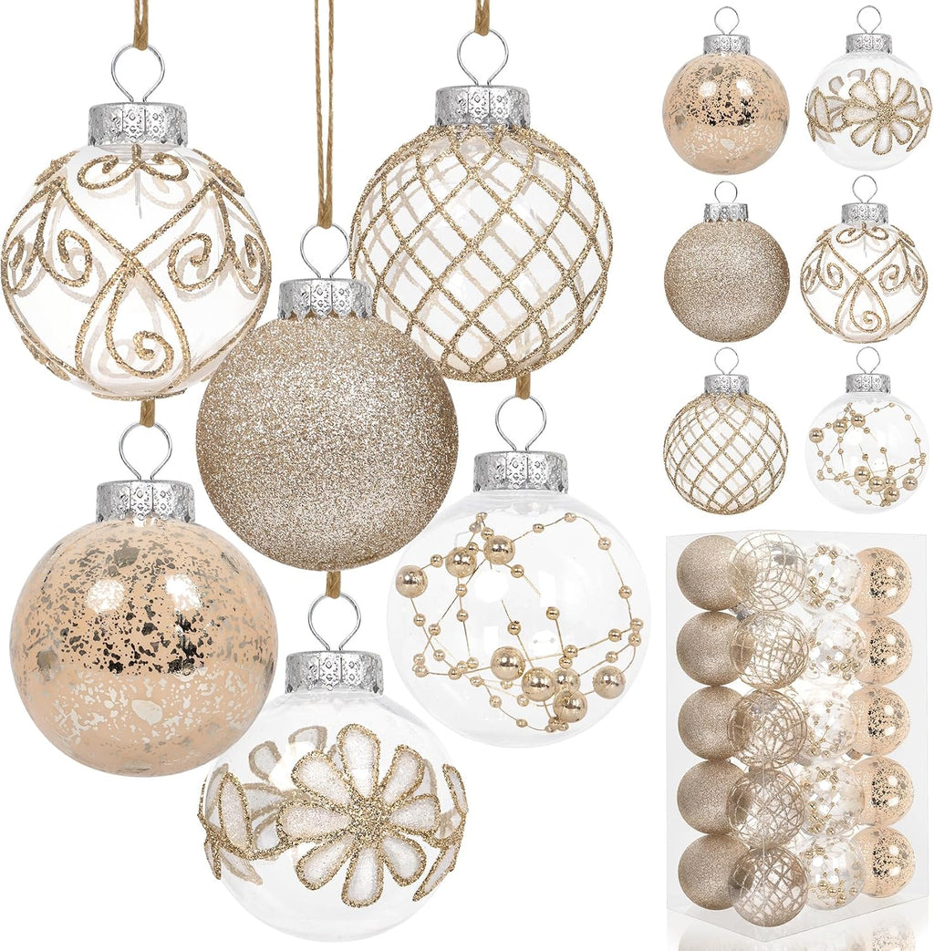 30 PCS Christmas Ball Ornaments 2.36" Rustic Farmhouse Christmas Ornaments