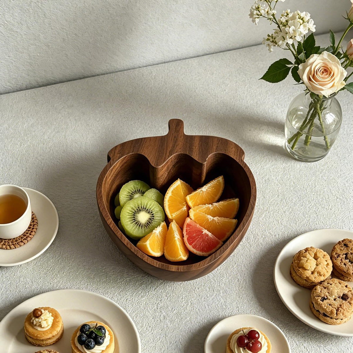 Dishsays wooden fruit bowl wooden salad serving bowls for food kitchen counter office small candy dish key pistachio bowl decorative platos de madera para comer Strawberry and Acorn Shaped