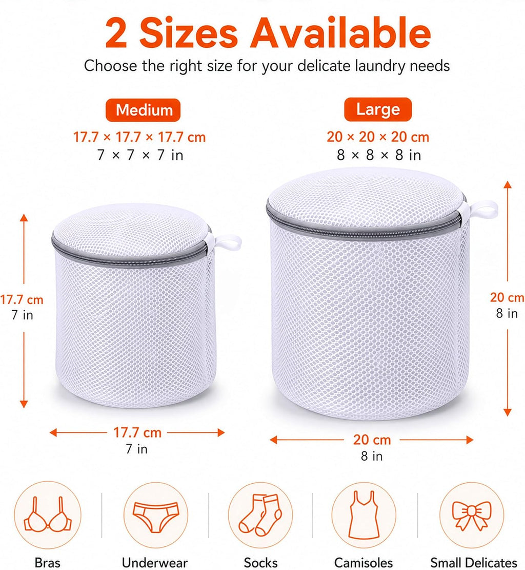 Bra Washing Bag for Laundry, Lingerie Bag for Washing Delicates, 7", 3Pcs