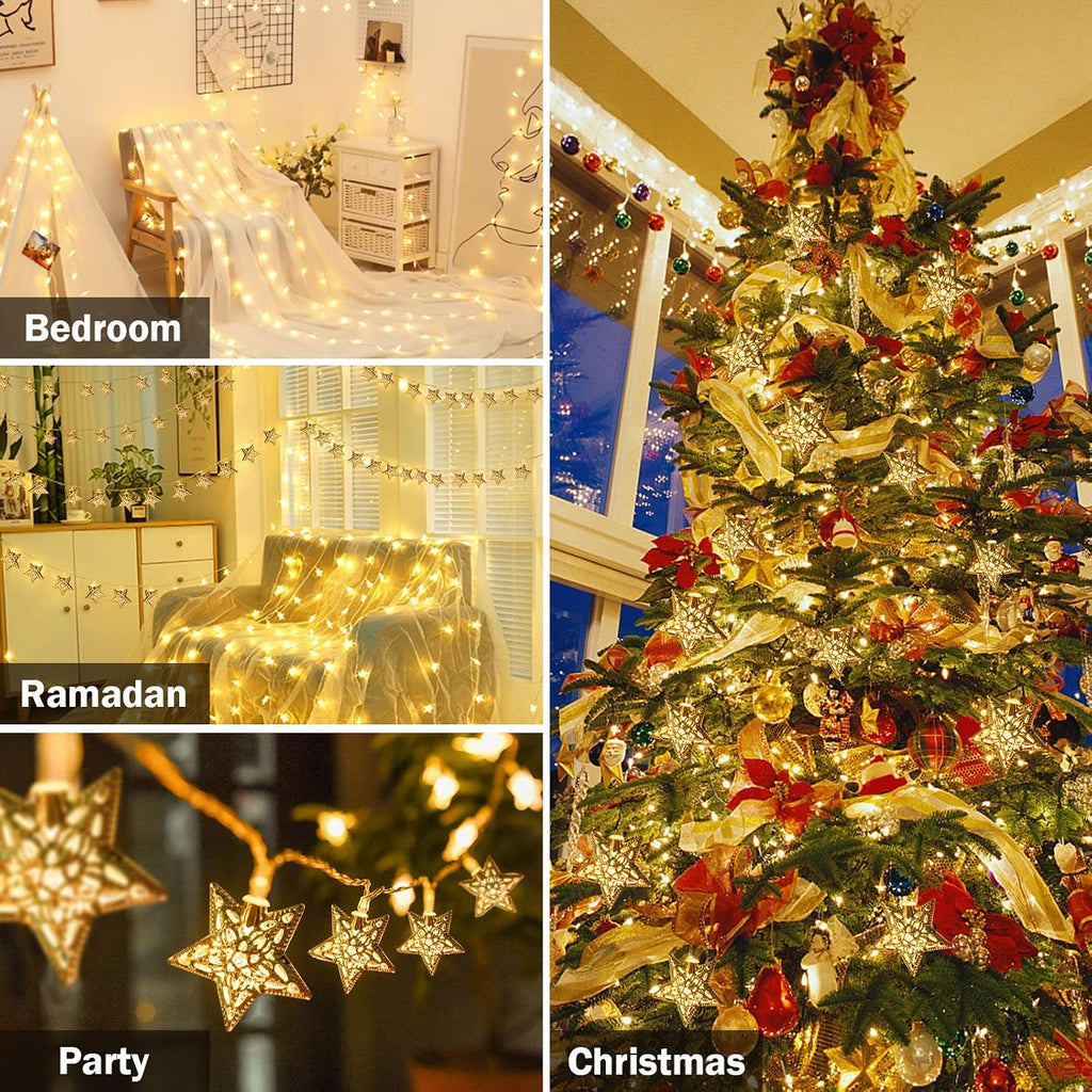 Vigdur Star String Lights, 10FT Battery Operated Christmas Fairy Lights