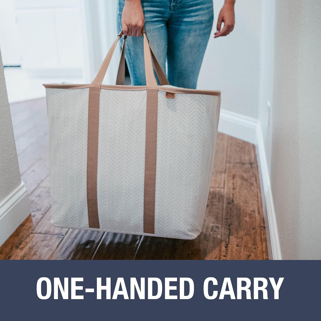 CleverMade Collapsible Laundry Baskets, 64L LUXE Caddy 2 Pack, Cream
