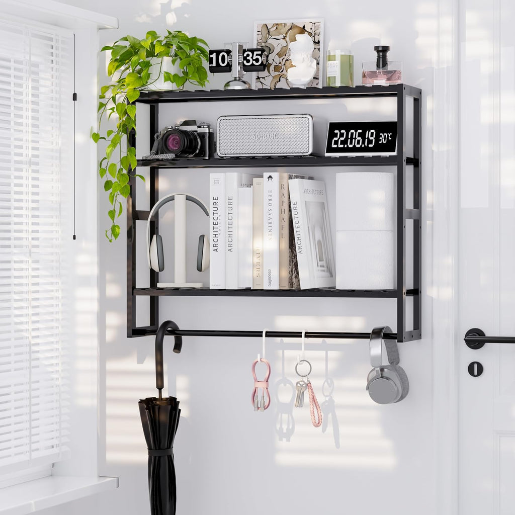 PPN 100% Bamboo Extra Large Towel Rack Bathroom Storage Shelves