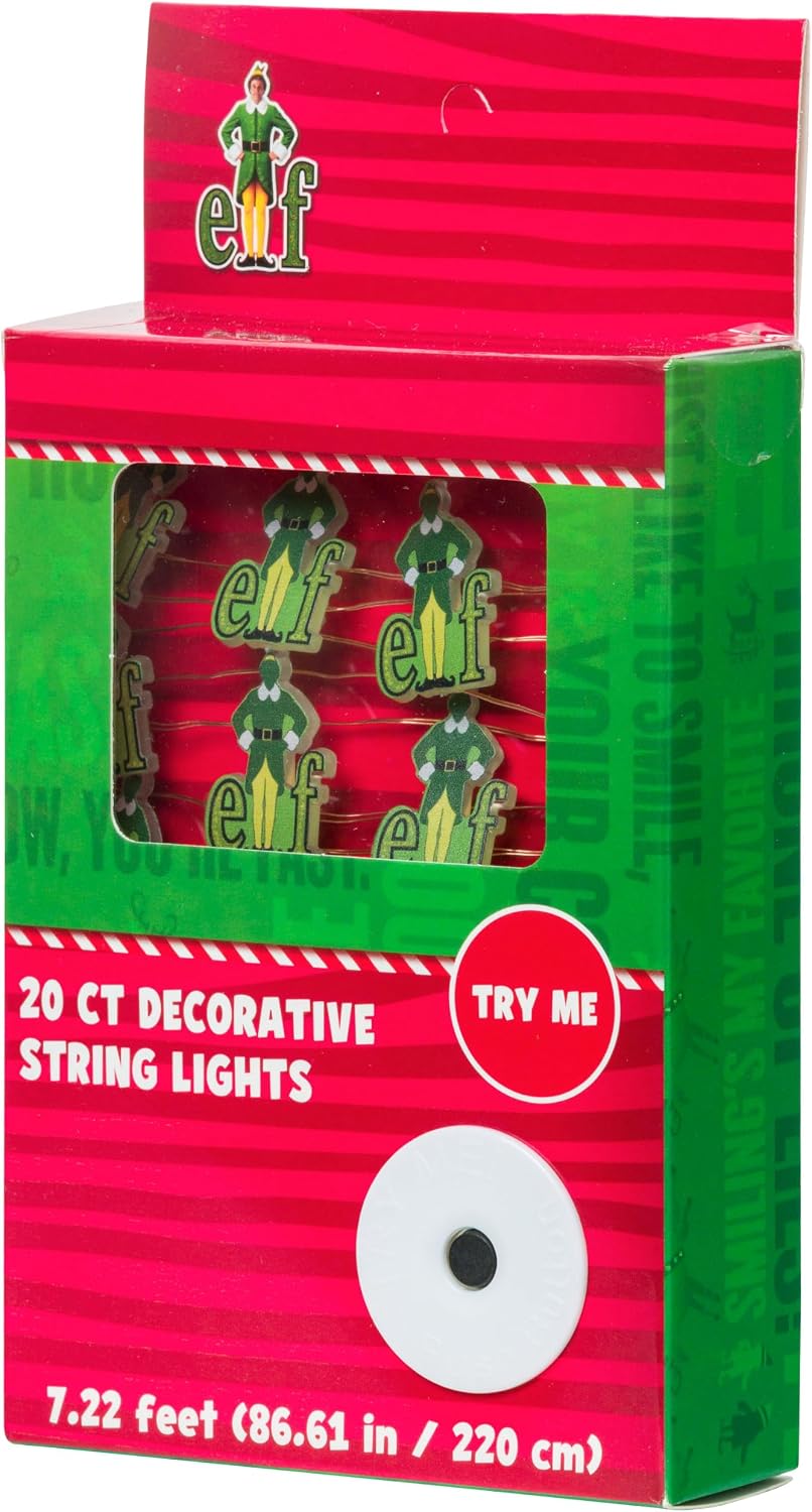 Silver Buffalo Elf Buddy Logo Boxed, String Lights, 7ft