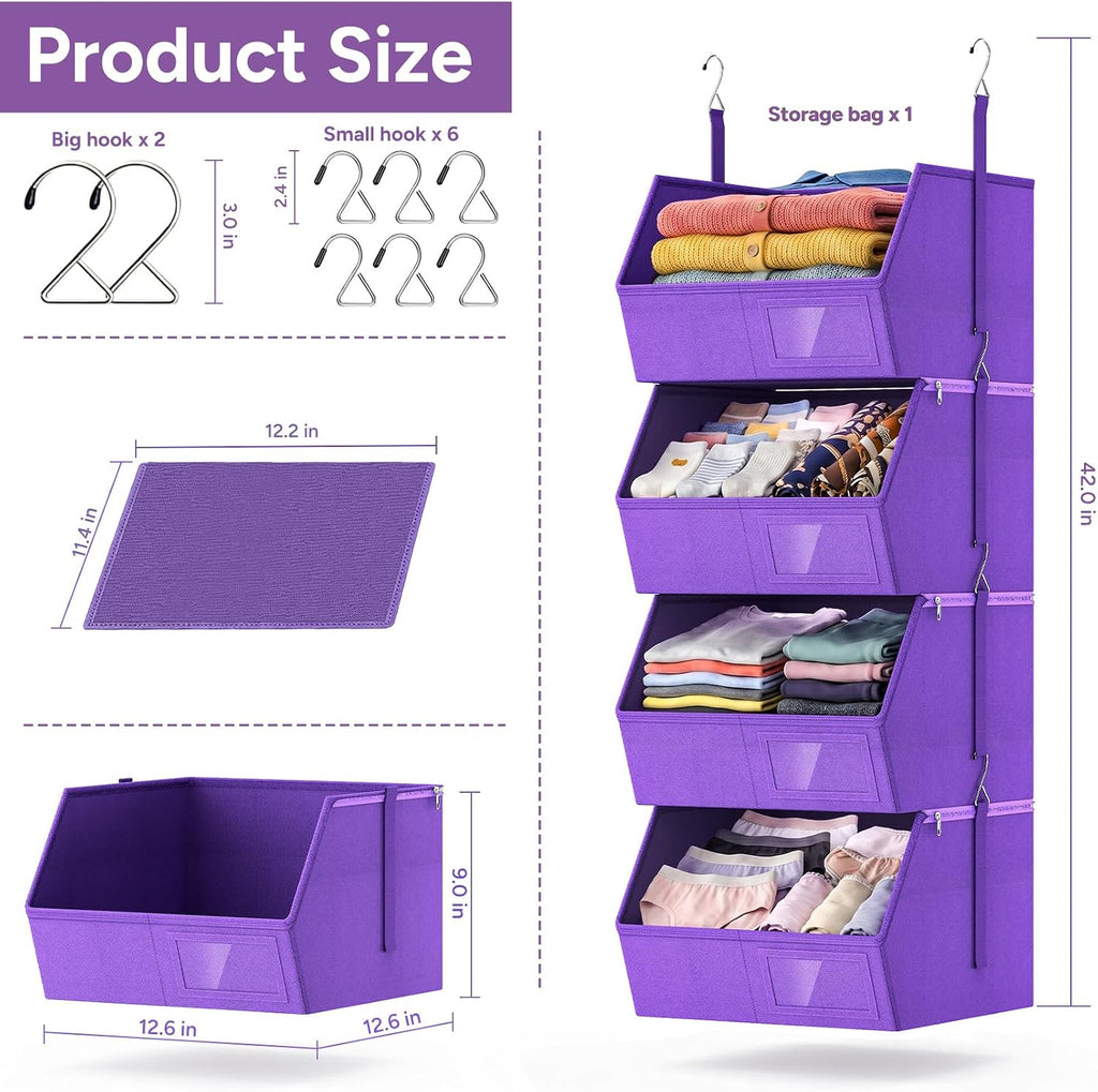 Hanging Closet Organizer, Detachable Hanging Storage Shelves