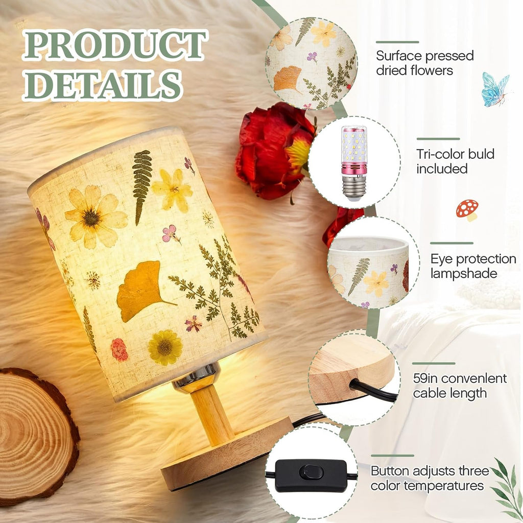 Hortsun Pressed Flower Vintage Table Lamp,Modern Style