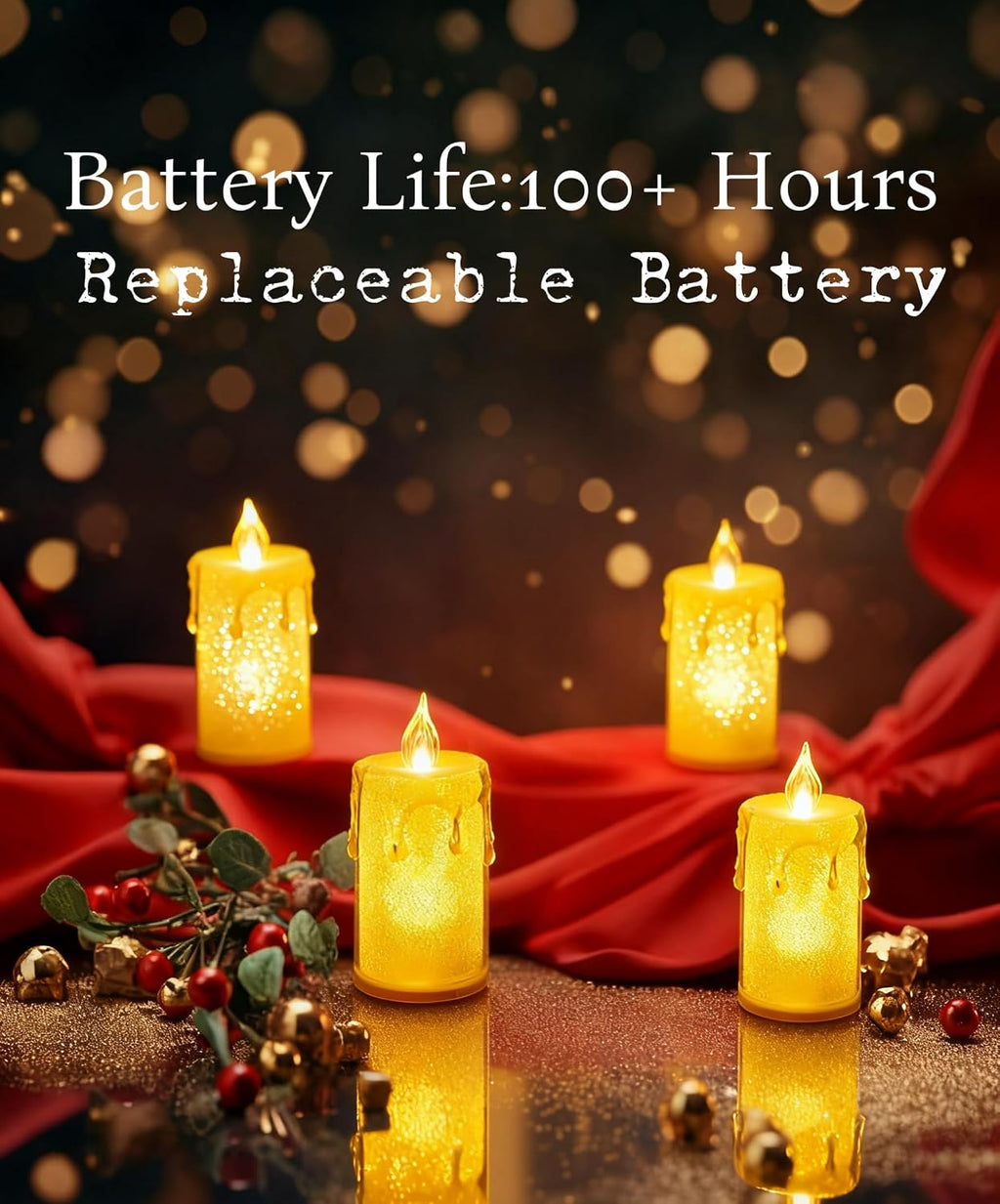 24PCS Tea Lights Candles Battery Operated, Christmas Decor Decoration, Flickering Fake Candle for Valentine Wedding Ramadan Christmas Decorations