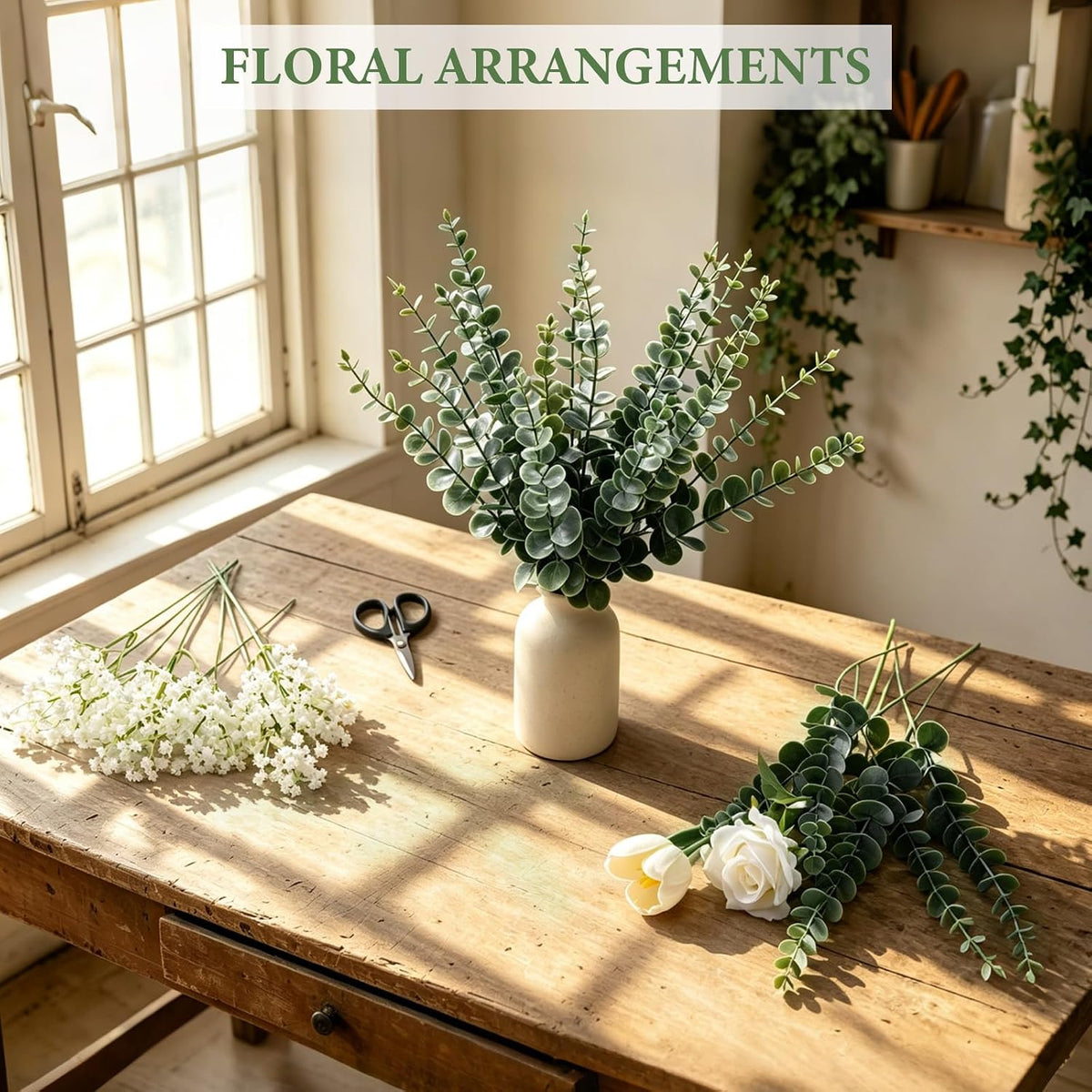 40 Pcs Artificial Eucalyptus Stems Faux Eucalyptus Plant Eucalyptus Leaves