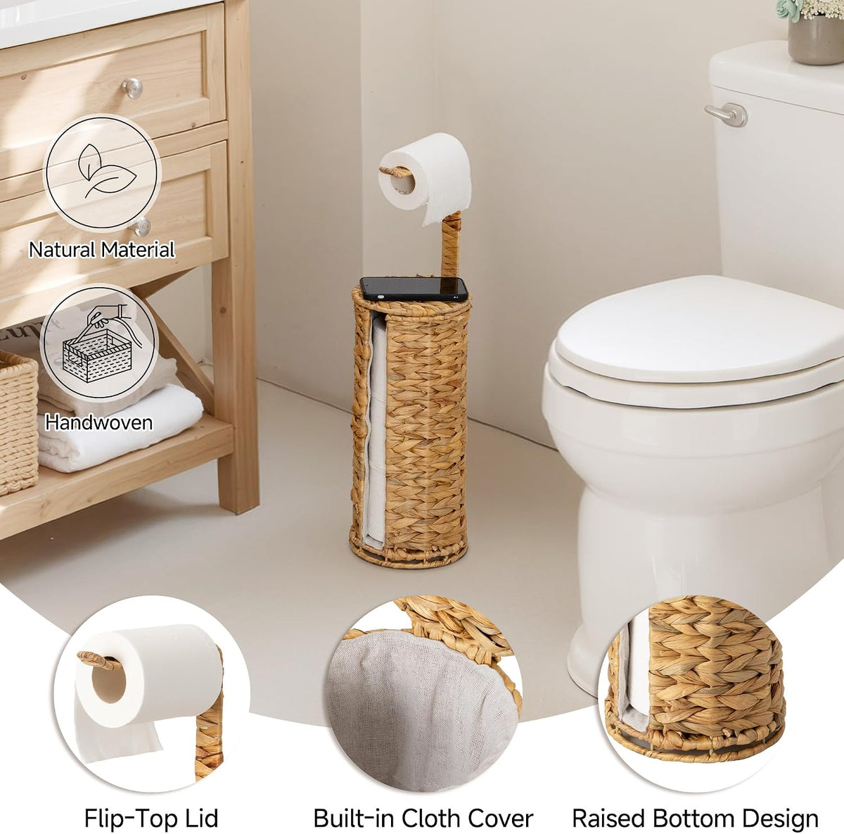 StorageWorks Toilet Paper Holder Stand with Covered, Toilet Paper Stand