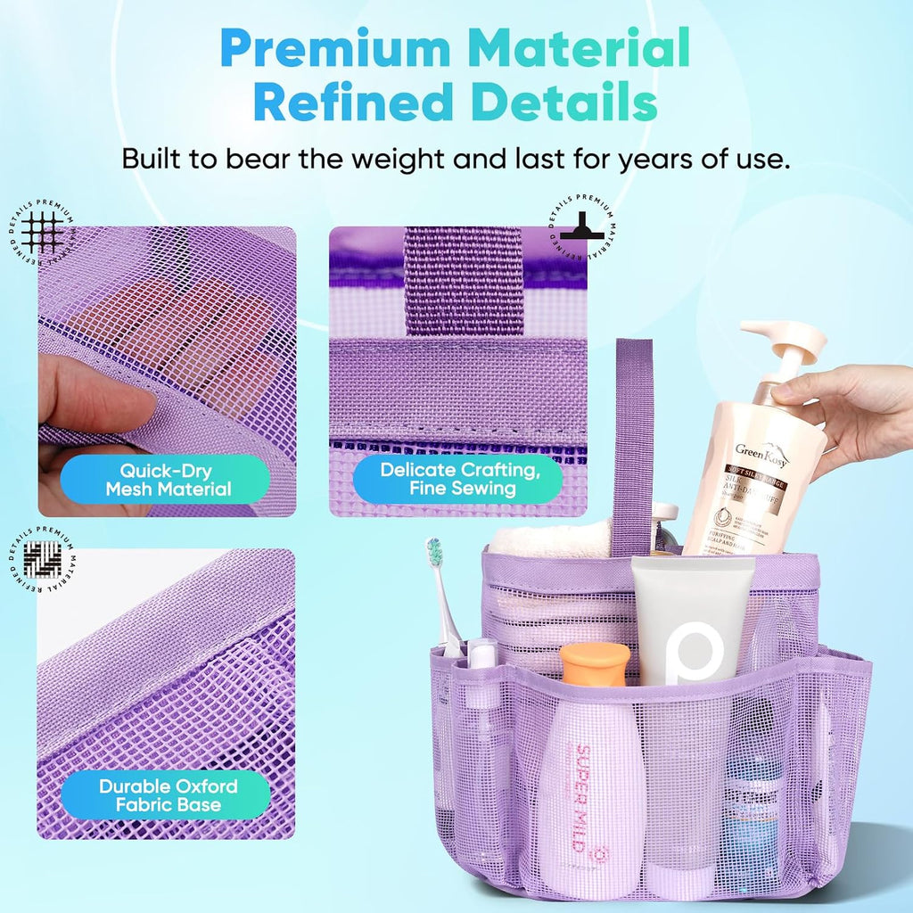 EUDELE 2 Pack Mesh Shower Caddy Portable for College Dorm Room Essentials, Shower Caddy Dorm with 9-Pocket Large Capacity,Shower Bag for Beach,Swimming,Gym All Black+All Pink