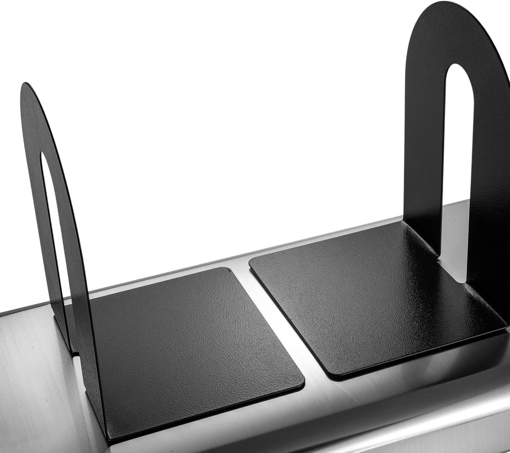 Officemate Magnetic Heavy-Duty Metal Bookends Set of 2, 10-Inch Steel Book Ends for Shelves, Book Supports for Heavy Books, Binders, and Office Organization, Black