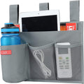 Zafit Hanging Bedside Caddy, Bedside Storage Organizer for Magazine, Phone, Remote control (4 Pockets-Grey)