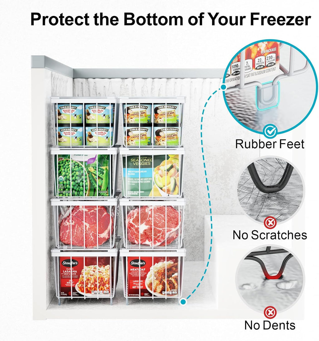 iSPECLE Freezer Organizer - Small Storage Baskets for 7 Cu.Ft, 3 Pack