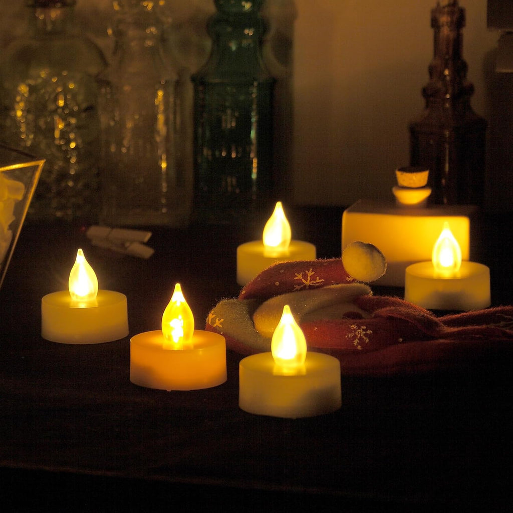 6 Battery Operated Flameless LED Tea Lights Tealight Candles with Timer