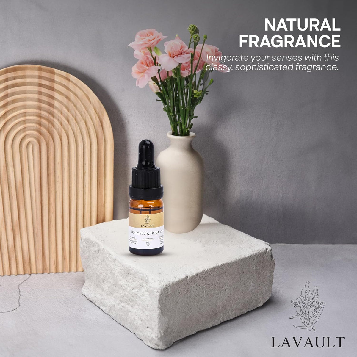 Lavault Reed Diffuser Set for Home, Office, Bedroom & Bathroom - Essential Oil Home Fragrance with Reed Sticks - Ebony Bergamot Scented