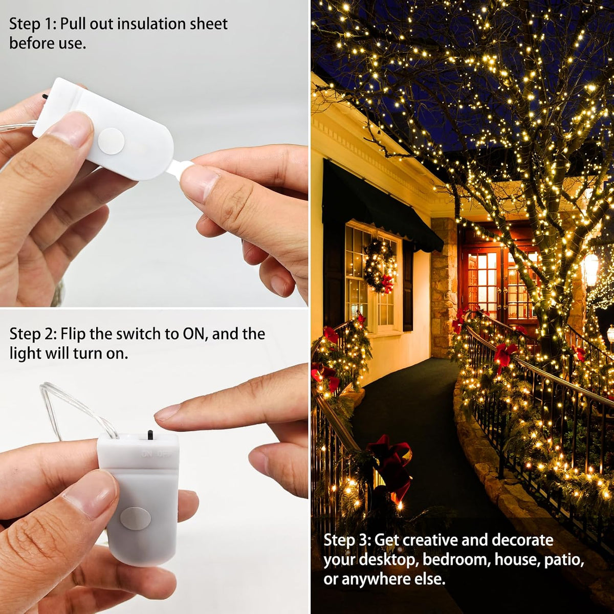 VOOKRY 8 Pack 30 LED Fairy Lights Battery Operated-10 ft Mini Copper Wire String Lights Firefly Starry Moon Lights for DIY Crafts Wedding Party Table Centerpieces Bedroom Costume Christmas(Multicolor)