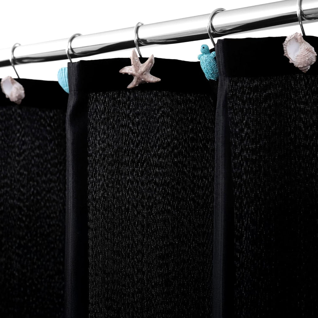Seashell Sea Turtle Starfish Conch Decorative Shower Curtain Hooks, 12Pcs