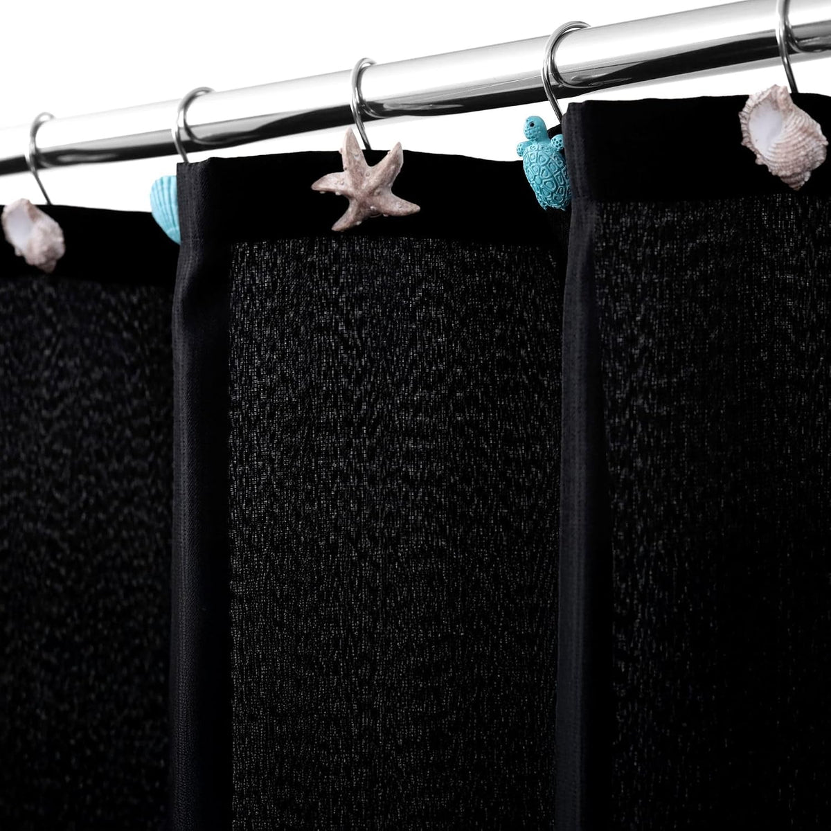 Seashell Sea Turtle Starfish Conch Decorative Shower Curtain Hooks, 12Pcs