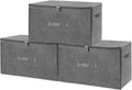 ANMINY Fabric Storage Bins with Zipper Lids, 20"x15"x12", Gray, 3 PCS