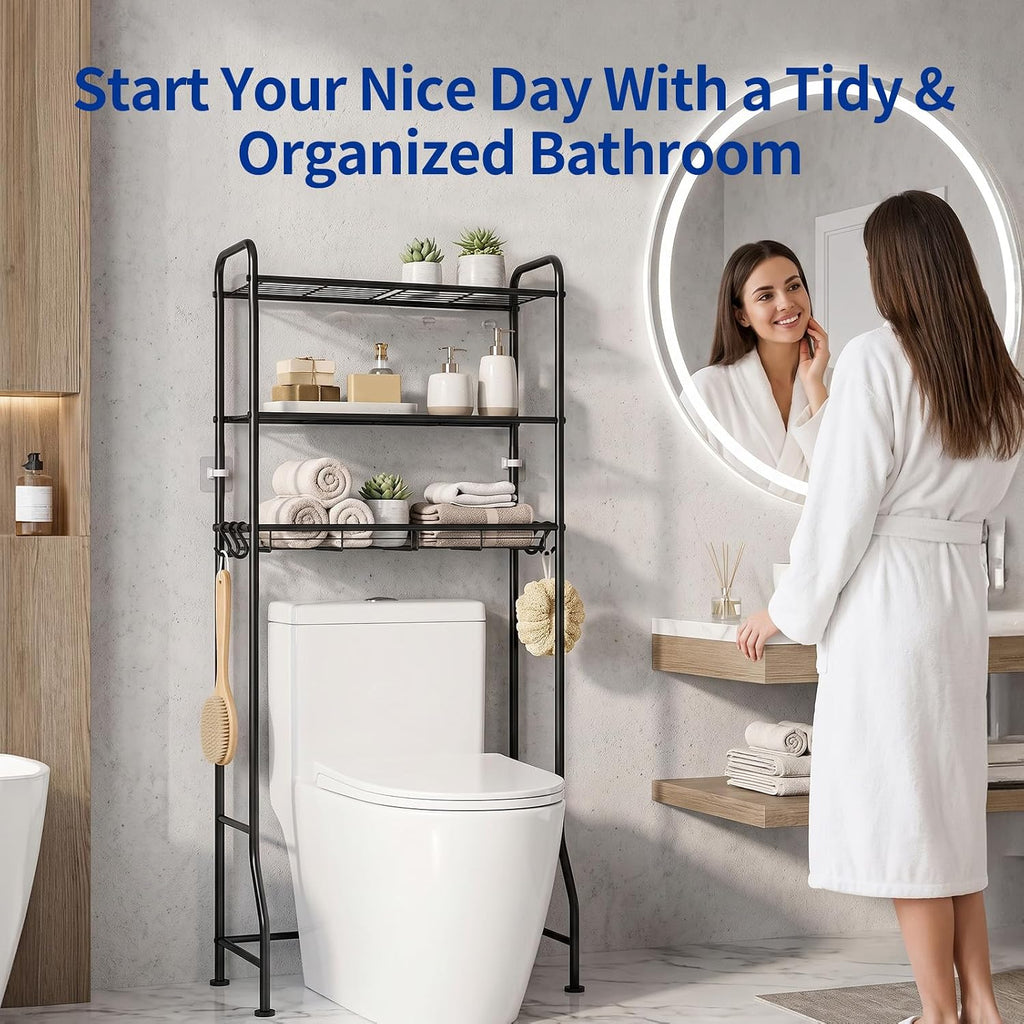 Delamu Over Toilet Storage Rack, 3 Tiers (62.8" H) Bathroom Organizer Shelf