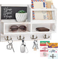 Key Holder Wall Mount, Wooden Mail and Key Organizer, White