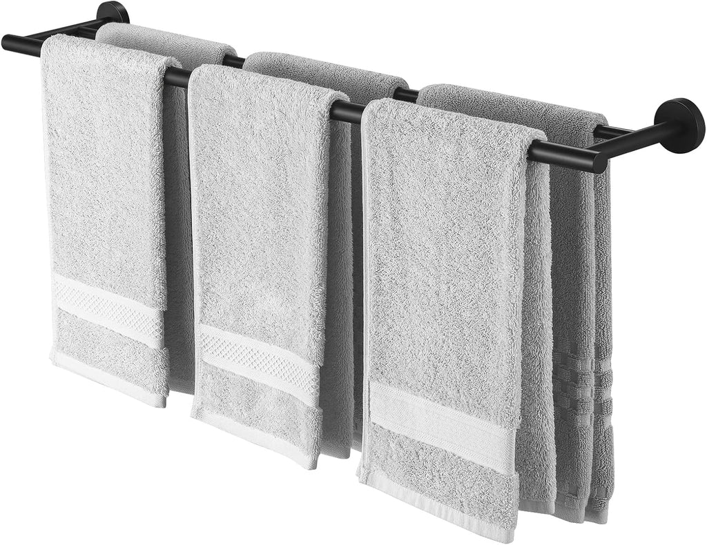 KES Double Towel Bar 33.6 Inch, Bathroom Towel Rack Towel Rod 18/8 Stainless Steel Rustproof Wall Mounted Matte Black, A2001S86-BK