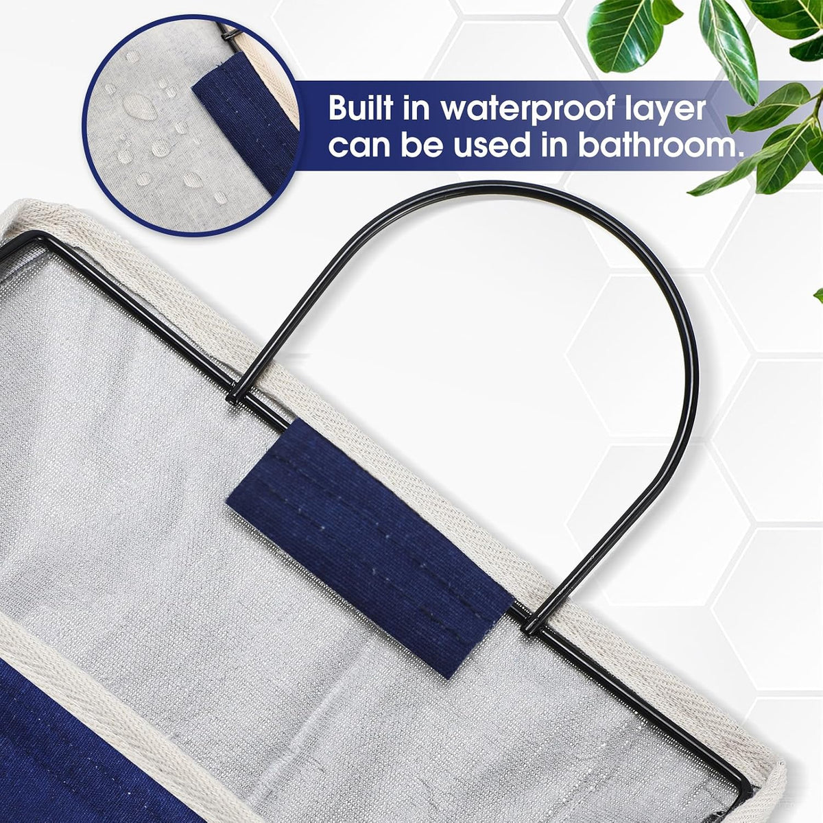 Woanger 12 Pcs Wall Hanging Storage Bag Wall Hanging Organizer Bag Over The Door Closet Basket Containers Bins with Hooks Pockets for Bedroom Bathroom, 15 x 4.3 x 8.7''(Navy Blue)