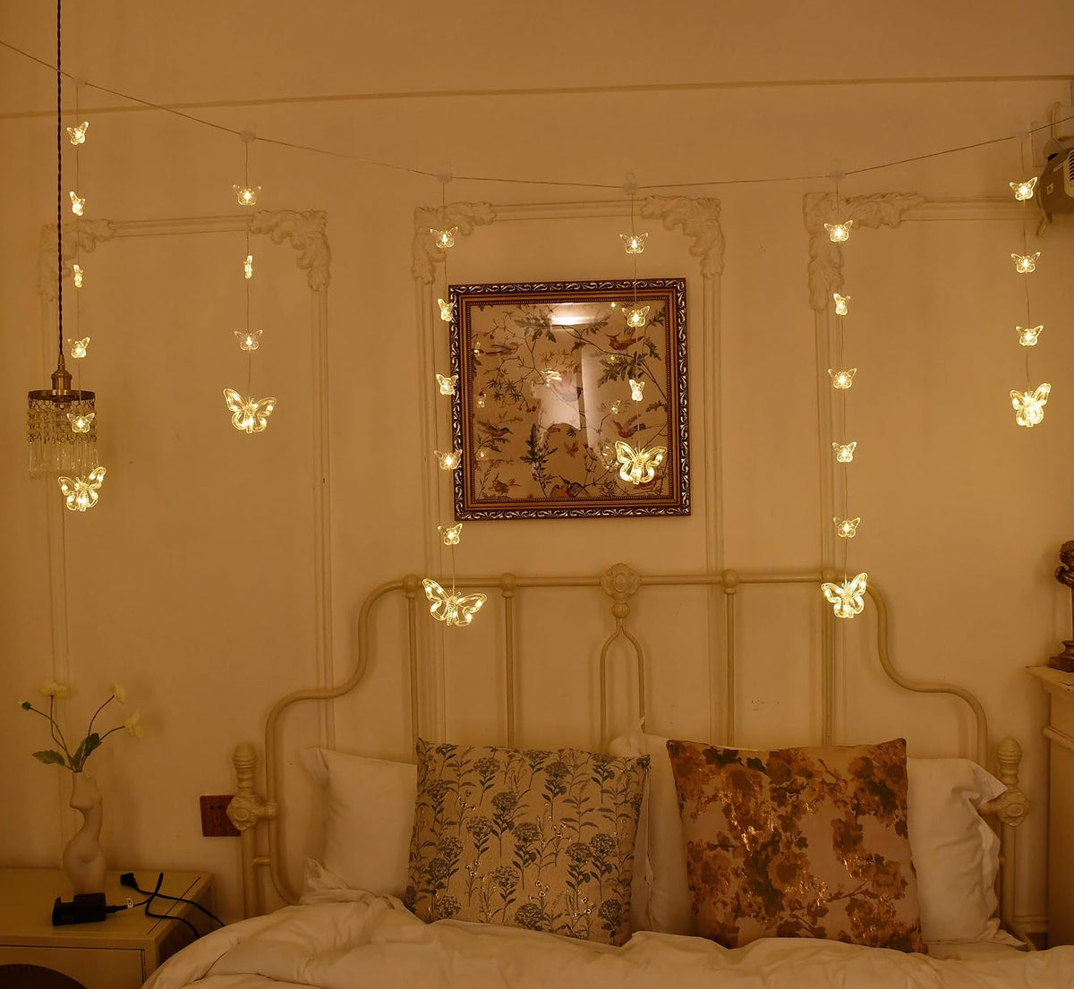YOLIGHT Butterfly Curtain Lights for Bedroom 9.8ft LED Twinkle Fairy Light with Remote Timer Cute String Lights Wall Décor for Kids Girls Room Bed Canopy Wedding Easter Decoration (Warm White)