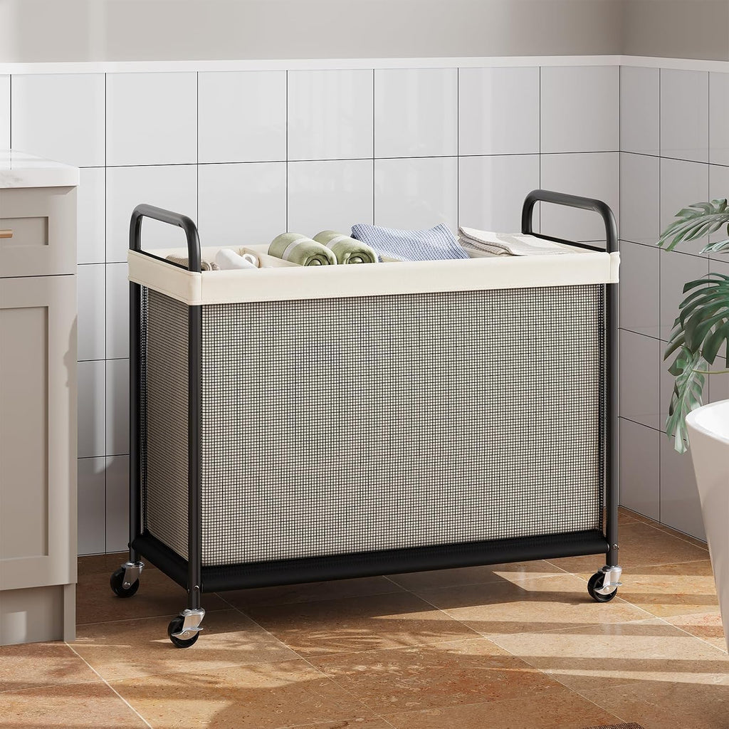 ELYKEN Laundry Hamper 4 Section, 140L Rolling Laundry Sorter with Wheels