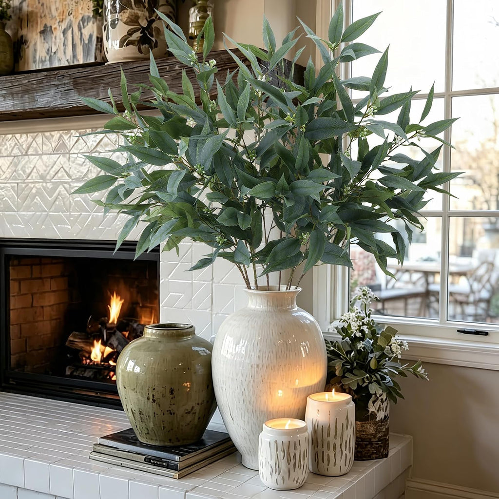GTIDEA 8 Pack 37.5'' Artificial Eucalyptus Greenery Stems with Faux Seeds