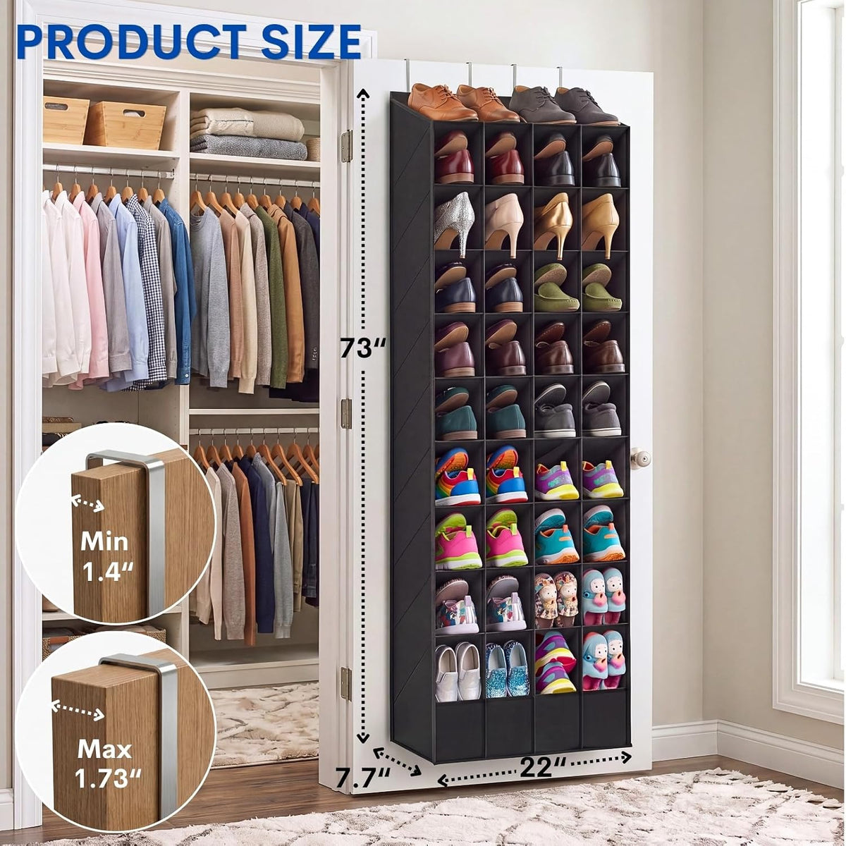 Ofiray-home Over the Door Shoe Organizer, 40 Pockets, Up to 40 Pairs