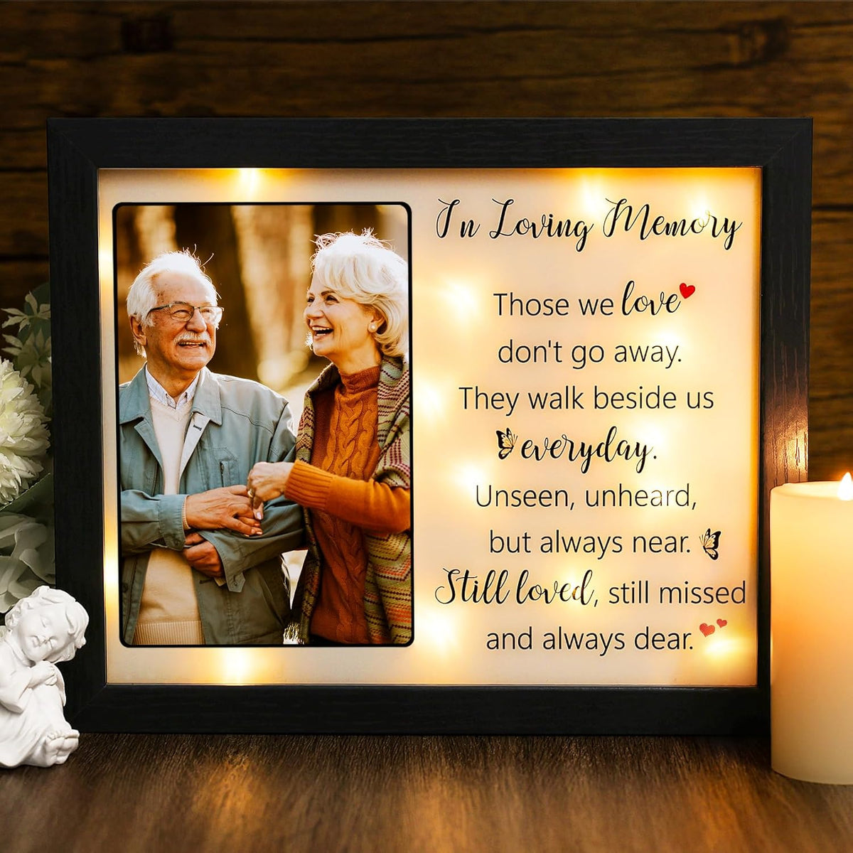 Memorial Gifts LED Shadow Box 4x6 Picture Frame Sympathy Condolences Grief