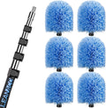 26FT High Reach Cobweb Duster with 5-20ft Extension Pole, 6 Pack Big Webster Cobweb Duster, Aluminum Telescopic Cobweb Brush, Spider Web Brush for Outdoor & Indoor Cleaning(20FT, Duster Kit)