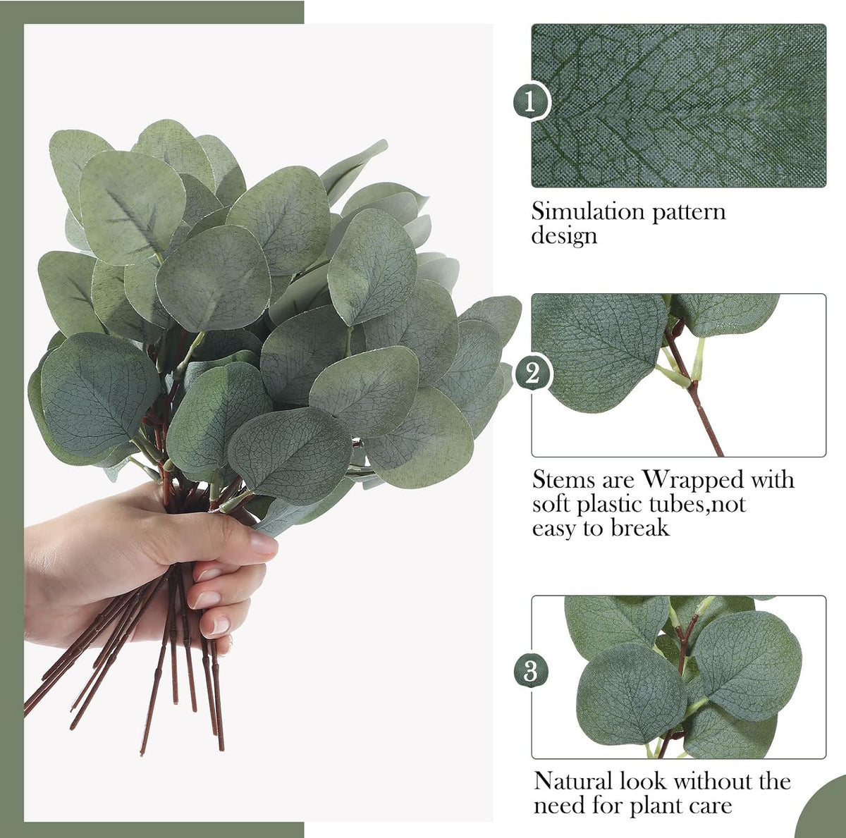 Taiyin 120 Pieces Artificial Eucalyptus Leaves Set Greenery Eucalyptus Stem